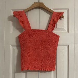Old Navy Coral Ruffle Strap Crop Top